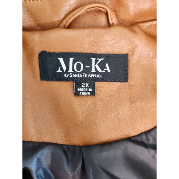 Mo-Ka By Santa Fe Apparel Jacket Women’s Peanut Brown Faux Leather Sz 2X - Picture 4 of 4